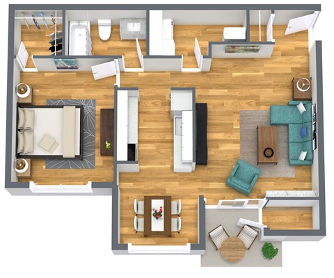 1 Bed 1 Bath Kensington Floorplan